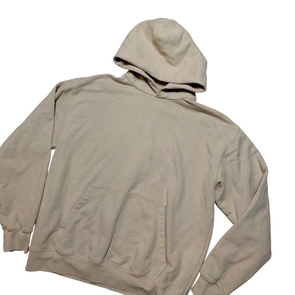 Madewell Hoodie Womens Small Beige Fleece Pullover Kangaroo Pocket Sweatshirt